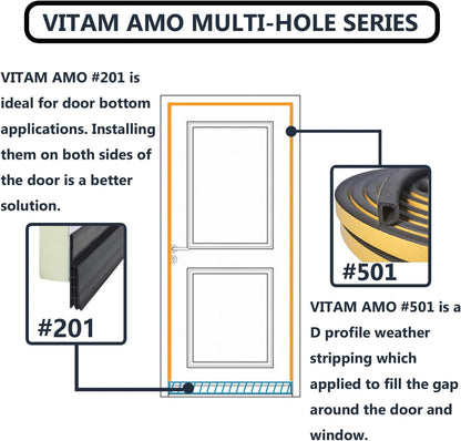 VITAM AMO Weather Stripping Seal Strip for Doors/Windows 18 Feet, Self-Adhesive Backing Seals Large Gap (from 5/16 inch to 15/32 inch), Easy Cut to Size