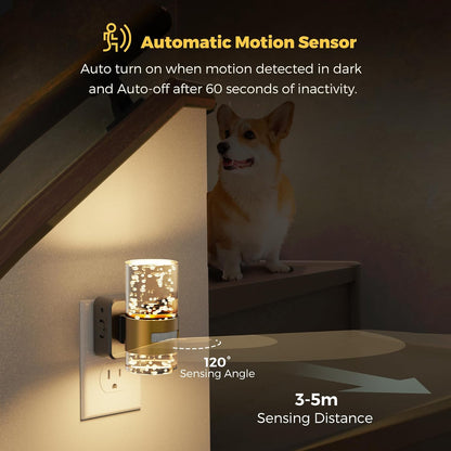 L LOHAS LED Motion Sensor Night Light,Dimmable Night Lights Plug into Wall, 2 Pack Acrylic Nightlight with 0-100 LM Adjustable Brightness, 3000K Plug in Night Light for Bathroom Hallway