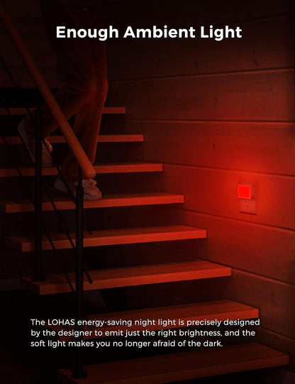 L LOHAS LED Night Lights Plug into Wall 2-Pack, 0.3W Plug in Night Light, Dusk to Dawn, 3000K Soft White, Bright Nightlight Auto-On/Off, for Adults Kids Room Bedroom Bathroom Hallway Kitchen, Non-Dim