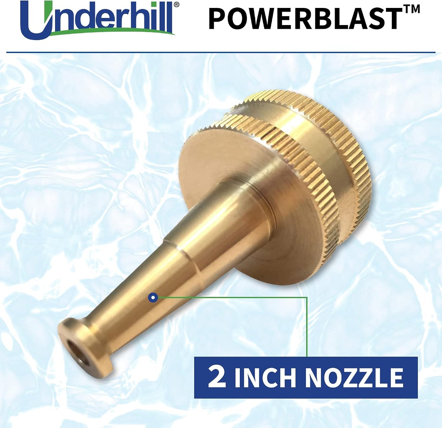 Underhill PowerBlast Super Sweeper 6-Inch Garden Water Hose Nozzle, Sprayer, Jet, 7 GPM 80 PSI, 3/4-Inch Thread Inlet, Heavy-Duty Adjustable, SN6-75
