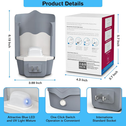 Indoor Fly Trap with UV Light, 2 Plug-in Flying Insect Traps and 6 Sticky Refills, Safe & Quiet Bug Catcher for Fruit Flies, Gnats, Mosquitoes, Moths & Small Insects