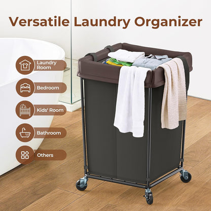 Mefirt 320L Laundry Hamper with Wheels, 3 Section Large Rolling Laundry Basket Bag with Wheels, Clothes Hamper Cart for Laundry, Bedroom, Bathroom and Dorm
