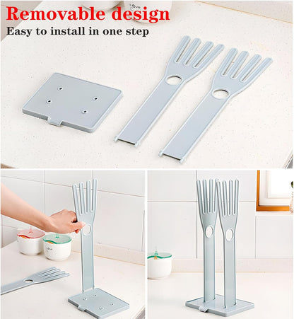 2 PCS Kitchen Glove Holder Kitchen Glove Stand Holder Rubber Glover Drying Dryer Rack Reusable Rubber Mitten Clothes Drying Rack for Dish Gloves and Rags, Pink and Blue
