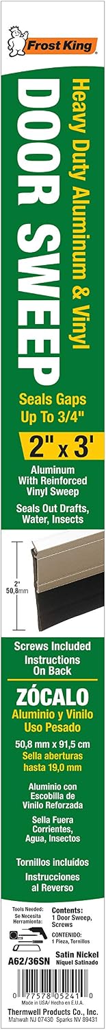 Frost King A62/36SN Heavy Duty Sweep, 2in x 36in, Satin Nickel