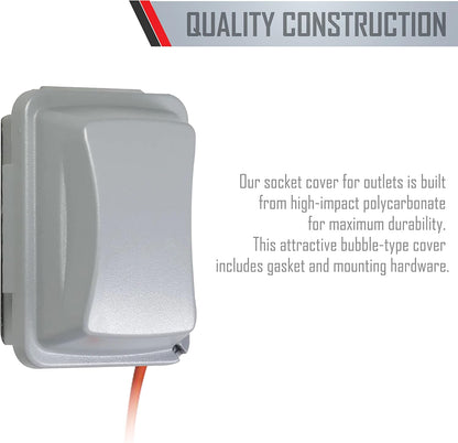 TayMac MM2410G Gray Polycarbonate 2-Gang Weatherproof In-Use Electrical Outlet Cover for Home Improvement, 2.75-in. Deep Outdoor Outlet Cover for Electrical Box, UFAST 55-in-1, Rated NEMA 3R