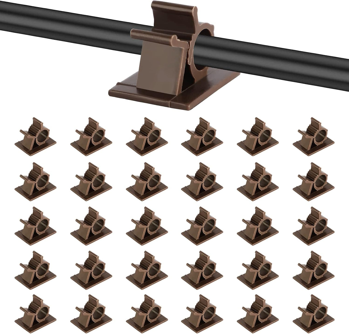 Viaky 30 Pcs Black Clips Self Adhesive Backed Nylon Wire Adjustable Cable Clips Adhesive Cable Management Drop Wire Holder