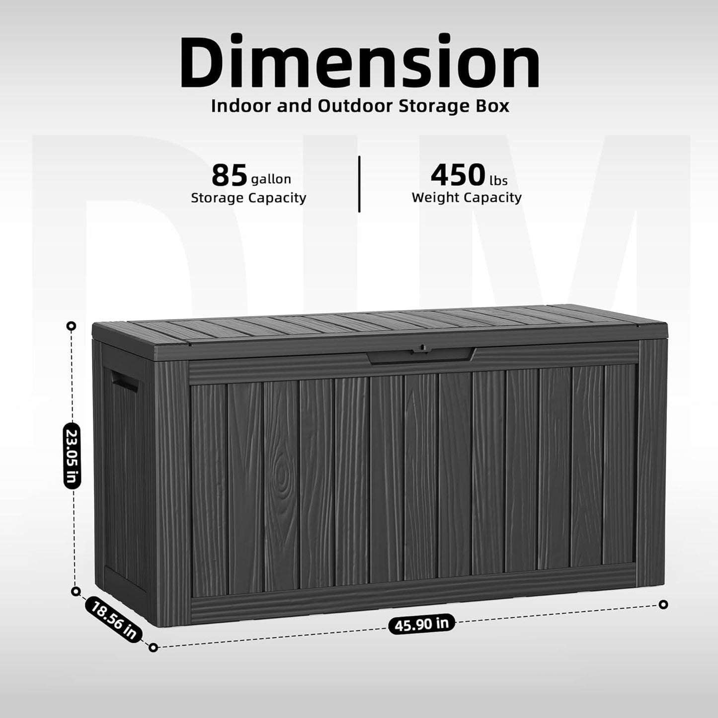 60 Gallon Outdoor Waterproof Storage Box, UV Resistant Resin Deck Box with Built-in Handle, Outdoor Storage Container for Patio Furniture, Garden Tools, Patio Cushions, Black