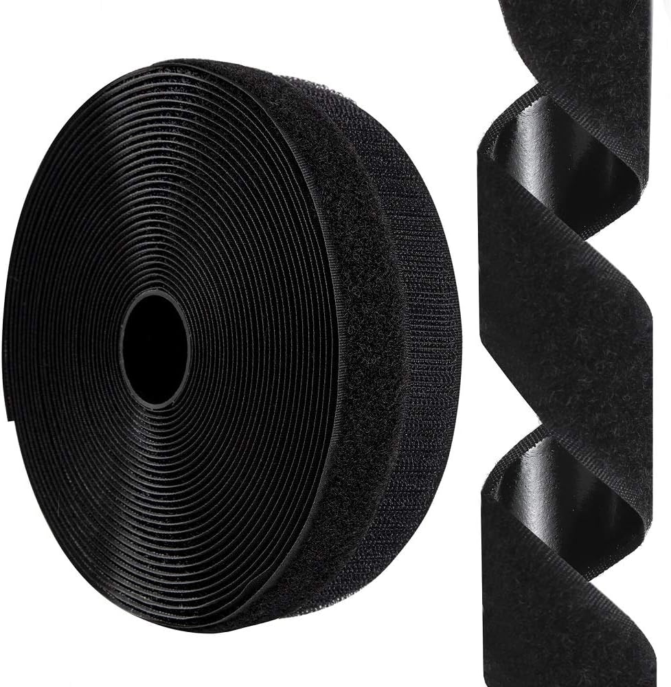 26Feet Hook and Loop Tape Sticky Back Fastener Roll, Nylon Self Adhesive Heavy Duty Strips Fastener for Home Office School Car and Crafting Organization (1, Black-3m, 26ft x 1in)