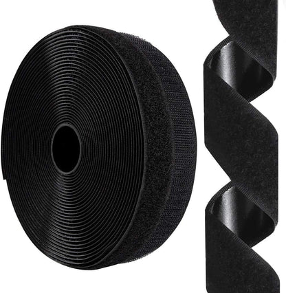 26Feet Hook and Loop Tape Sticky Back Fastener Roll, Nylon Self Adhesive Heavy Duty Strips Fastener for Home Office School Car and Crafting Organization (1, Black-3m, 26ft x 1in)