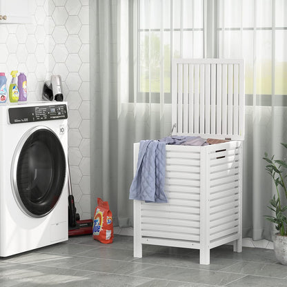 Homykic Bamboo Laundry Hamper with Lid, 120L Large Clothes Laundry Sorter with Removable 2-Section Liner Bag, Raised Laundry Basket Organizer for Clothing, Bathroom, Bedroom, Laundry Room, Natural