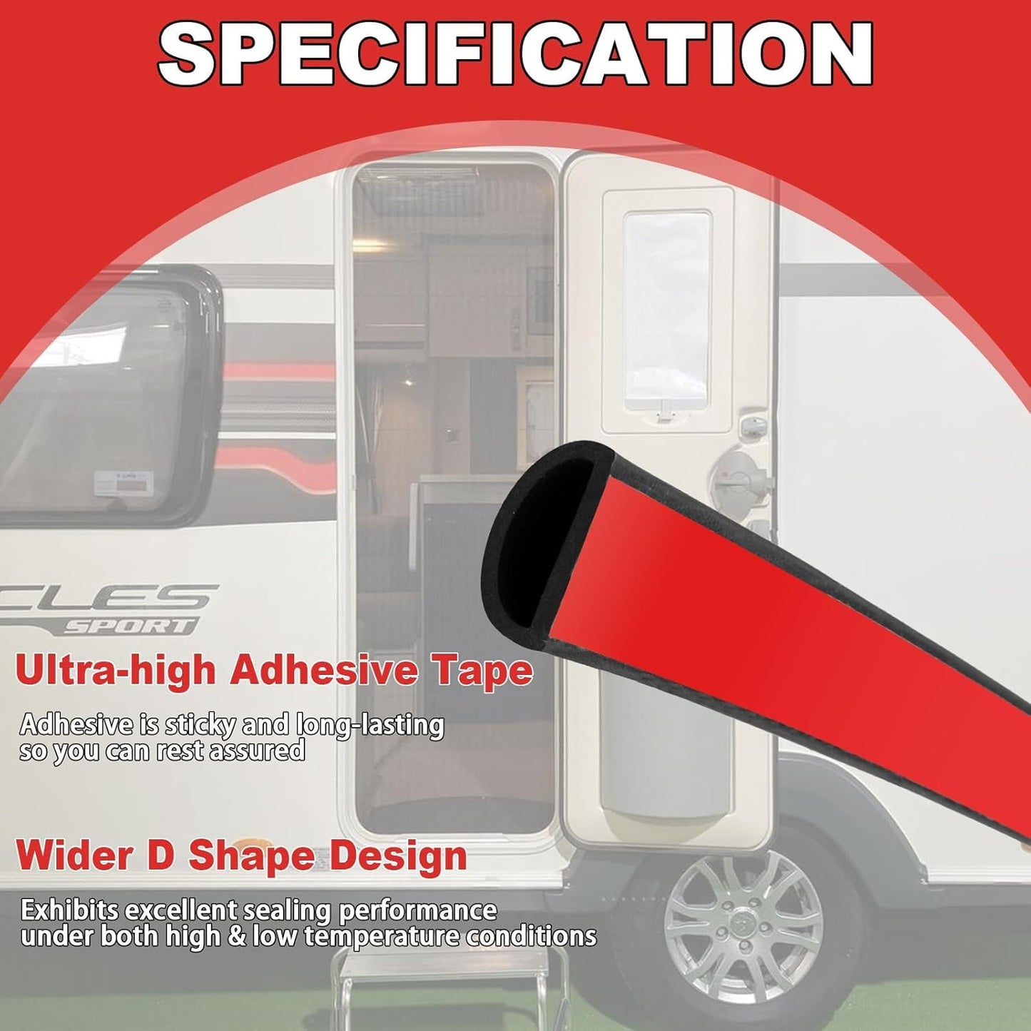 Silicone Weather Stripping Door Seal, 20FT Self Adhesive D Shaped Door Seal Strip for Door Frame, Door Insulation Strip Window Seal, W:1 in; H:1 in; 20Feet