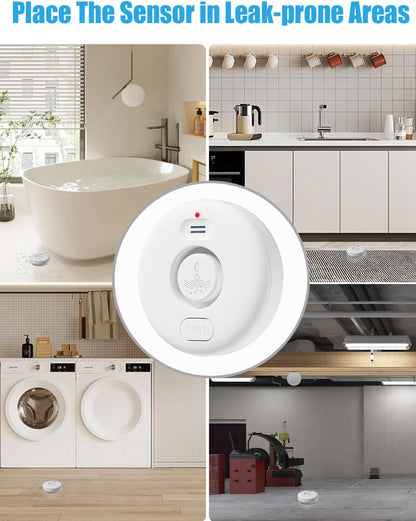 WiFi Water Leak Detectors 5 Pack, 120dB Adjustable Loud Water Leak Sensor, Wireless Wi-Fi Water Leak & Drip Alarm, App Alerts, 5 Water Alarm Sensors & 1 Hub for Home Kitchen, Bathroom, Sink, Laundry