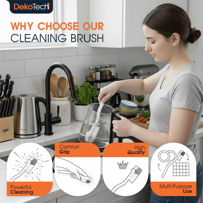 Cleaning Brush for Kitchen and Bathroom – Stiff Bristle Scrub Brush for Bottles, Pots, Pans, Sinks, Edges, Corners, and Tile Grout Lines - Ergonomic Grip & Hanging Design (Pack 2)