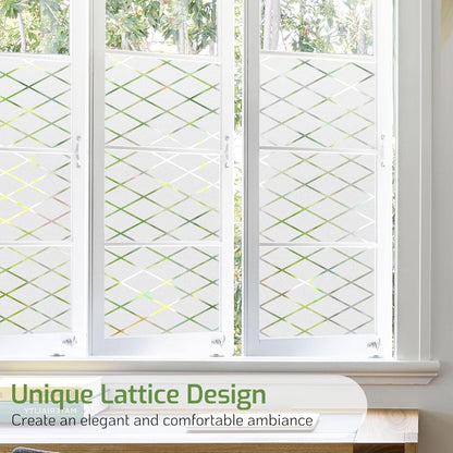 LUTE Window Privacy Film, Frosted Glass Window Film for Bathroom, Static Cling Removable Heat Control Glass Coverings, Non Adhesive Opaque Door Sticker for Home Office (Pure, 17.5" x 78.7")