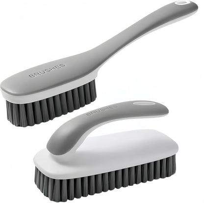 Scrub Brush for Stains-2 Pack Fabric Cleaning Brush,Laundry Stain Remover Brush,Clothes Scrub Brushes Cleaner Soft Bristle Scrubbing Brushes Household Cleaning for Carpet Clothes Bags & More (Gray)