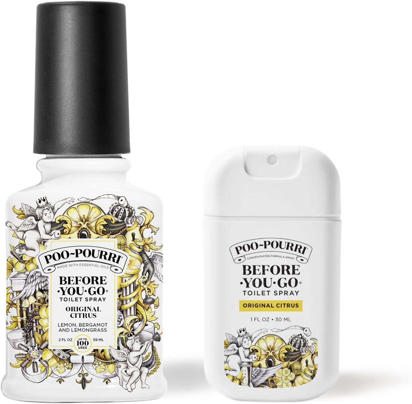 Poo-Pourri Before-You-Go Toilet Spray Refill, Original Citrus, 16 Fl Oz, Up to 800 Uses, Bathroom Odor Deodorizer with Essential Oils for Home or Work, Lemon, Bergamot and Lemongrass Scent