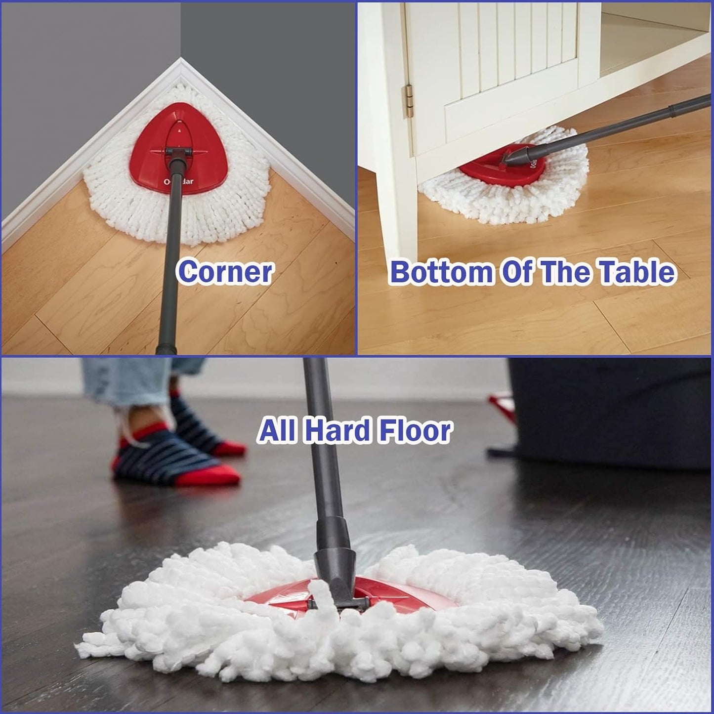 2 Pack Mop Heads Replacements - 40% More Cleaning Power, Spin Mop Heads Replacements for O Cedar Easy Wring 1-Tank System, Deep Cleaning, Microfiber and Machine Washable