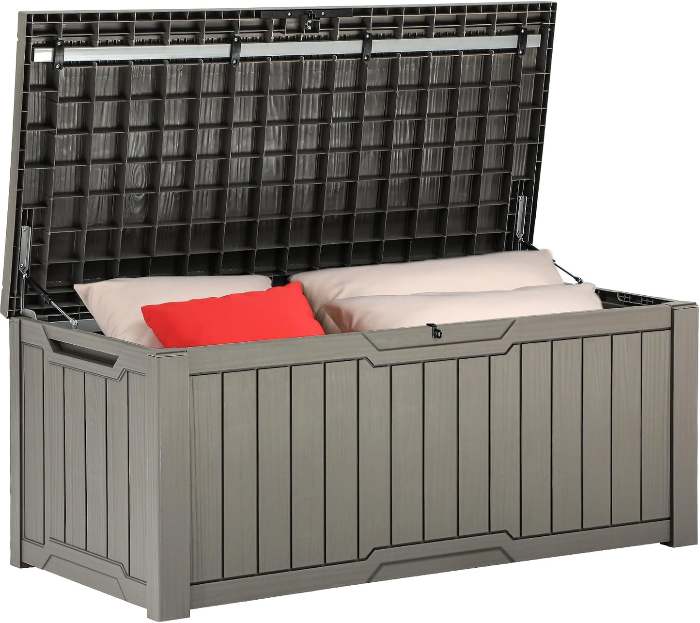 YITAHOME 31 Gallon Outdoor Storage Box | Resin Deck Box and Waterproof Package Delivery Box for Gardening Tools, Pool Supplies, Patio Furniture, Lockable, Taupe