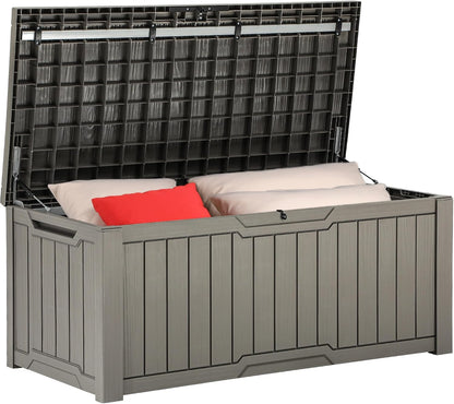 YITAHOME 31 Gallon Outdoor Storage Box | Resin Deck Box and Waterproof Package Delivery Box for Gardening Tools, Pool Supplies, Patio Furniture, Lockable, Taupe