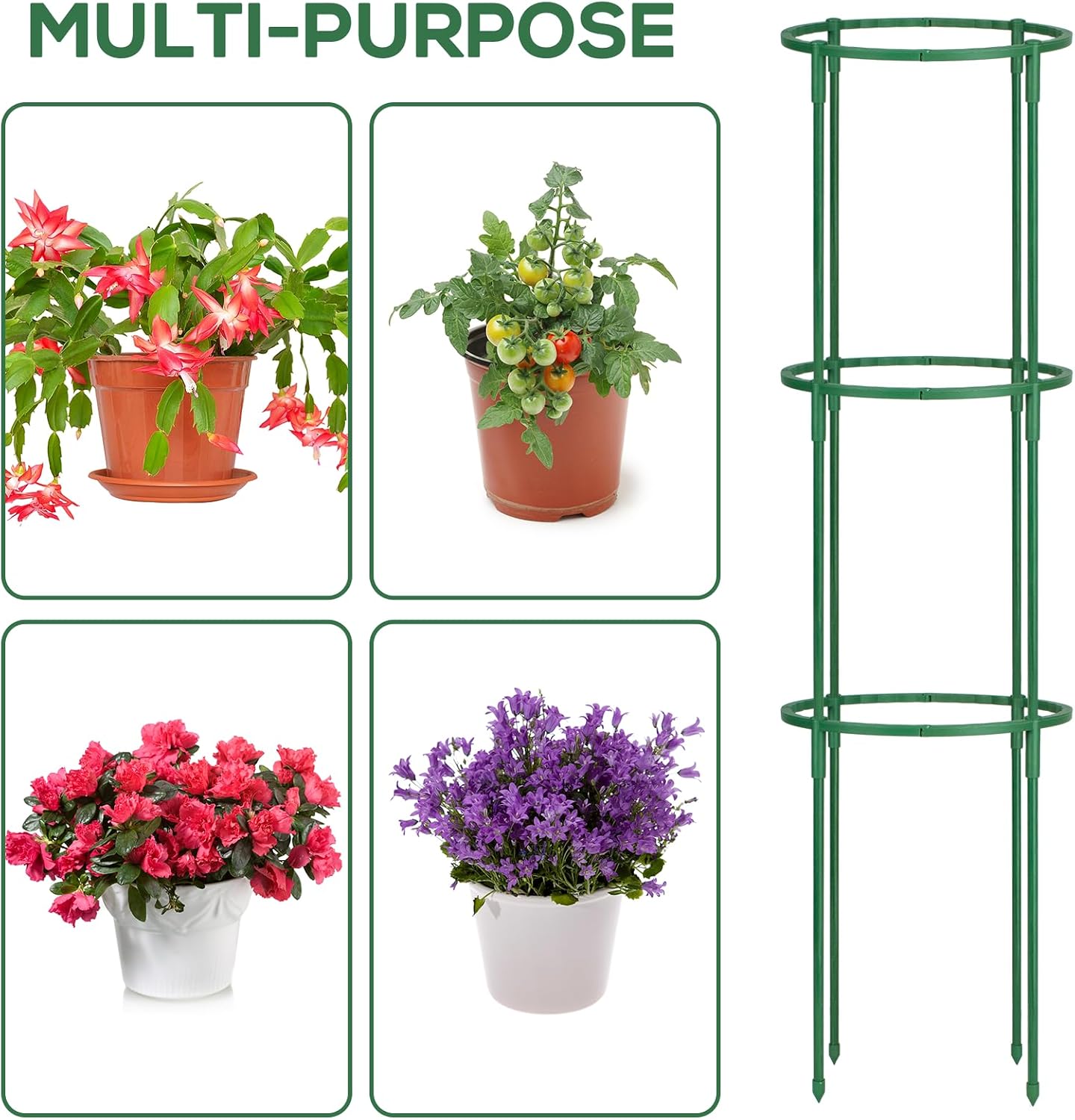 18 Pcs Plant Support Stakes & Plant Cage Support Rings, Plant Supports for Indoor Plants, Stackable Plant Holder Stick, Small Plants Potted Plants Flower Other Climbing Plants (6.4 "Wide X 11" High)