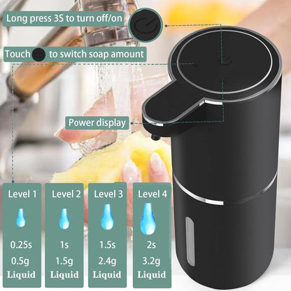 Automatic Soap Dispenser – Touchless Foaming Soap Dispenser 400ml USB Rechargeable Dispenser Electric Wall Mounted 4levels Adjustable Foam Soap Dispenser Pump for Bathroom Kitchen(Silver)