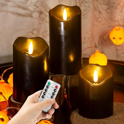 LUSHARBOR Flameless Candles with Remote, 3 Pack Battery Operated Candles Flickering Real Wax LED Fake Pillar Candles with Timer for Wedding Home Party, White