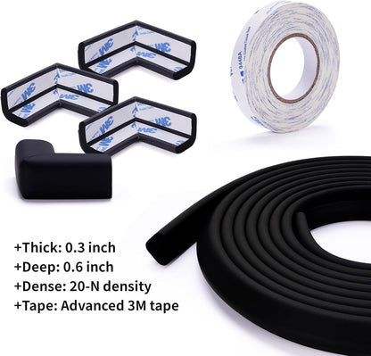 Baby Proofing Edge and Corner Guards, (16.4ft Edge + 4 Corners) Safety Furniture Bumper, Baby Corner Protector for Fireplace, Table, Stair, Cabinet, 3M Adhesive, White