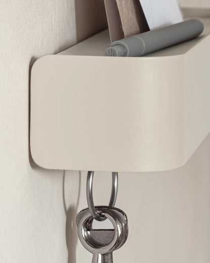 Kazai. Key Holder for Wall 'Tone' | Minimalist Key Hooks Design from Berlin | Modern Key Hanger with Metal Shelf | Key Hook Wall Mounted as Hallway Furniture | Sand Taupe