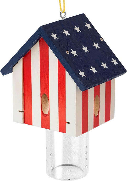 Carpenter Bee Trap for Outside - Best Bee Trap - Flag Cabin Style Nature Hanging Wood Carpenter Bee Traps Outdoor - Insect Traps with Removable Vault