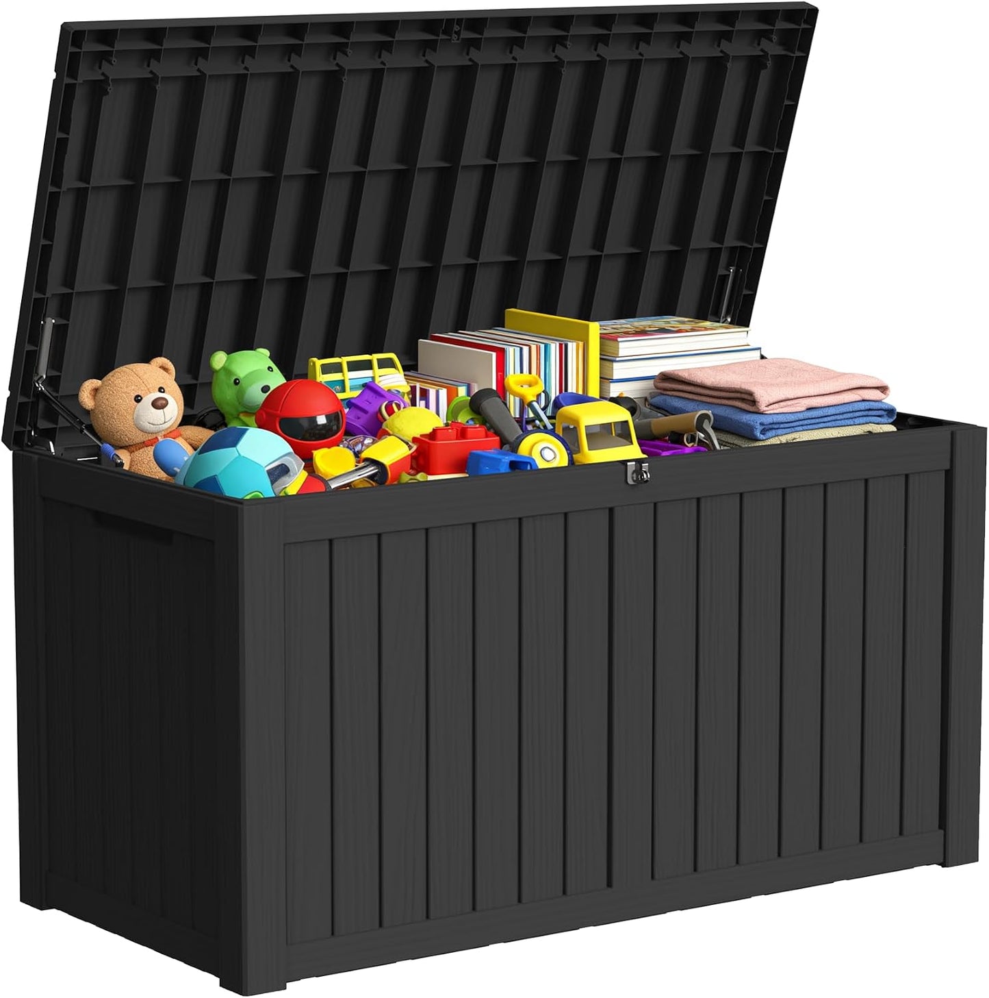 320 Gallon Outdoor Storage Box Resin Deck Box All Weather Waterproof Large Lockable Storage Container Deck Box for Patio Furniture, Garden Tools, Lockable, Black