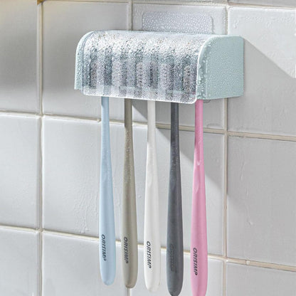 Toothbrush Holders for Bathrooms,Kids Toothbrush Holders with Cover,5 Slots Electric Tooth Brush Holder Wall Mounted Toothbrush Organizer,Shower Restroom Bathroom Accessories (White)