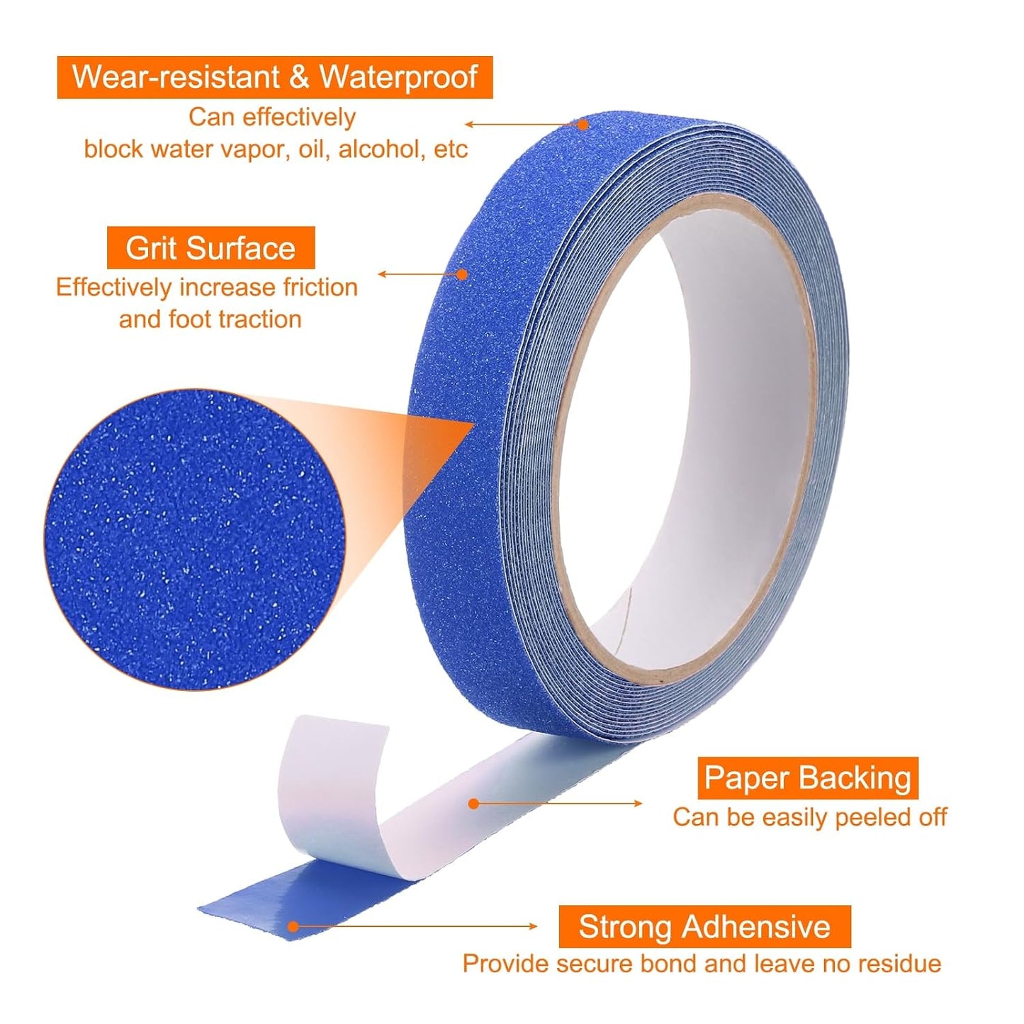 HARFINGTON Anti Slip Traction Tape 2" x 16.4ft Waterproof Non-Slip Grip Tape High Friction Weather Resistant Non Skid Stair Treads Tape for Indoor Outdoor Stair Steps, White
