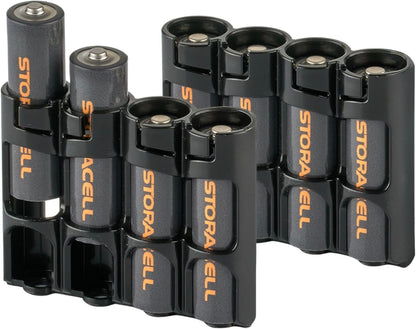 AA Battery Storage Caddy by Storacell, Black, Holds 4 Batteries (Not included)