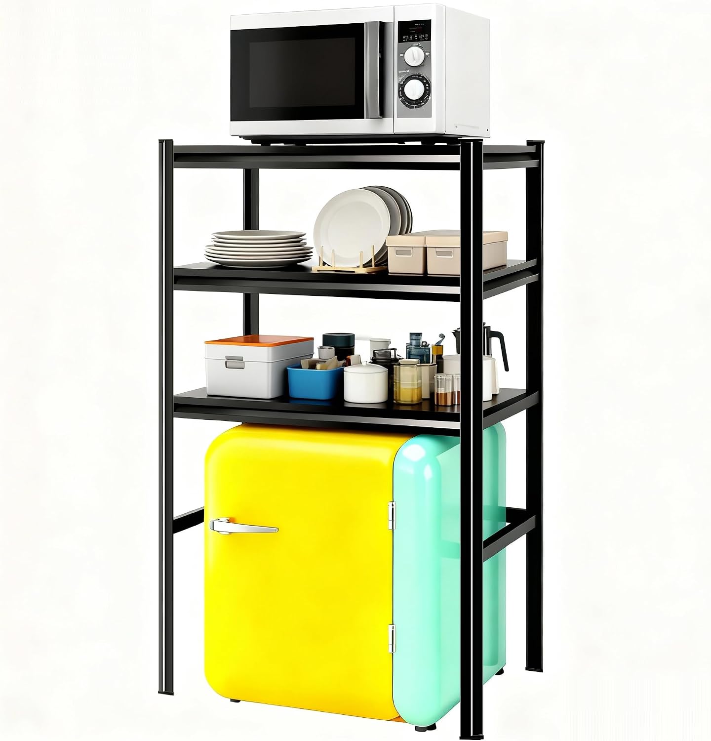 Over The Washer and Dryer Storage Shelf, Height-Adjustable 4-Tier Metal Heavy Duty Over The Washer, Organizer Rack for Washer Dryer, Laundry Room Organizer Rack, Multi-Functional Storage Shelf