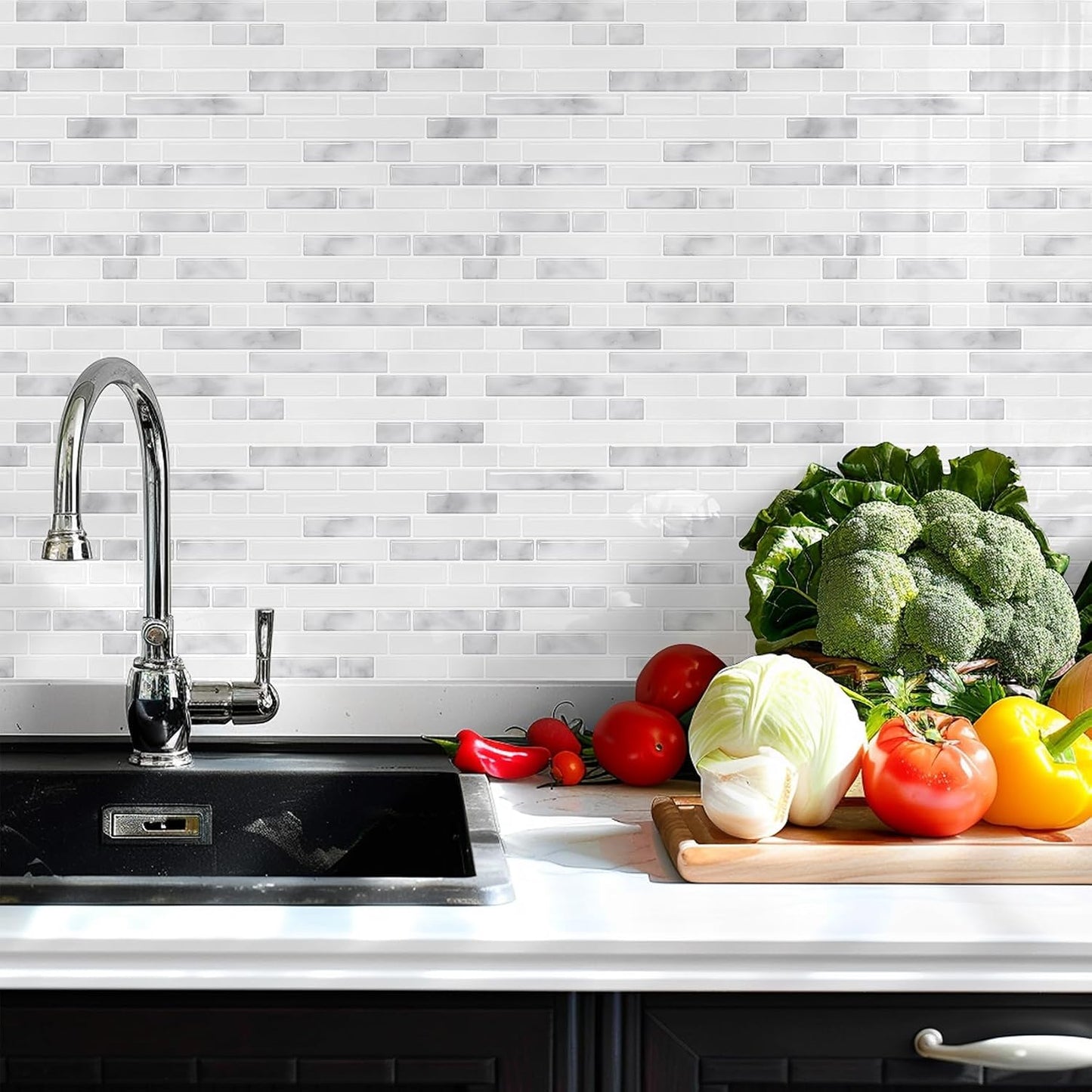 STICKGOO Peel and Stick Backsplash - 10 Sheets of 12”×12” - 3D Self Adhesive Peel and Stick Tile Backsplash for Kitchen & Bathroom