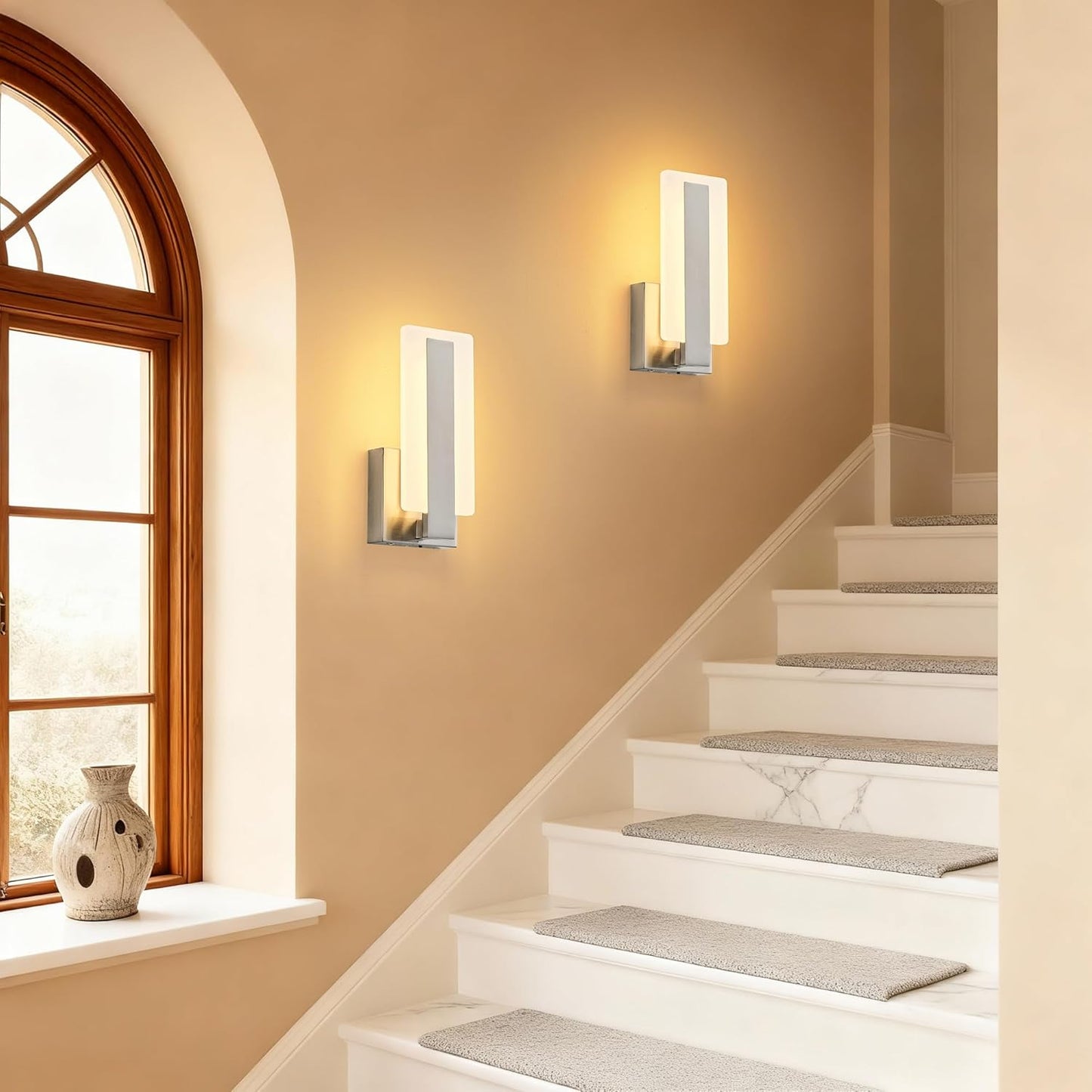KARTOOSH Rechargeable Wireless Wall Sconces,Battery Operated Modern Wall Light Set of Two with Remote Control,Dimmable,3000K/4000K/6000K,Timer,Cordless Lighting for Hallway,Bedroom,Living Room Black