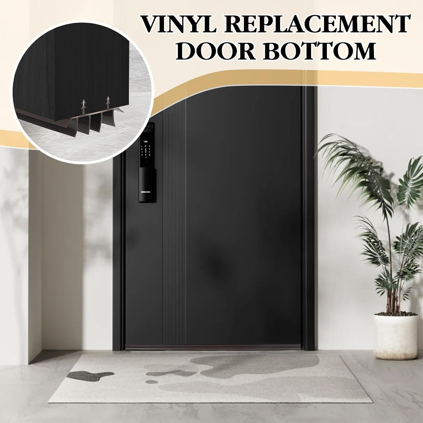 2 Pcs 36 Inch 90CM Exterior Door Sweep with Vinyl Fins, Under Door Weather Stripping Seal for Exterior Doors with Kerf Track, Replacement Bottom Door Seal Strip, Draft Stopper & Rodent Proof