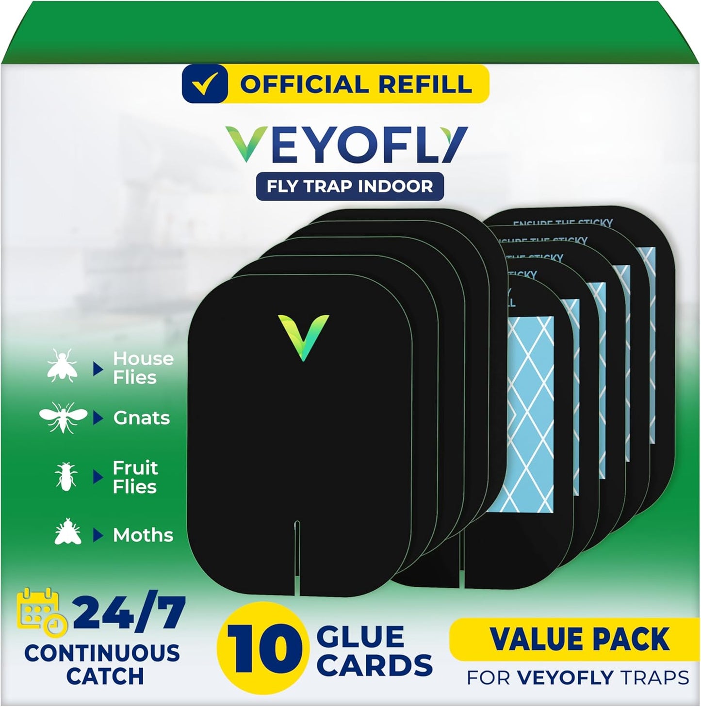 VEYOFLY Fruit Fly Traps for Indoors (2 Device + 4 Refills), Gnat Trap Indoor Plug in, Bug Traps, Flying Insect Trap, Gnat Traps for House Indoor, Fly Trap Indoor for Home Bug Light, Gnats Catcher