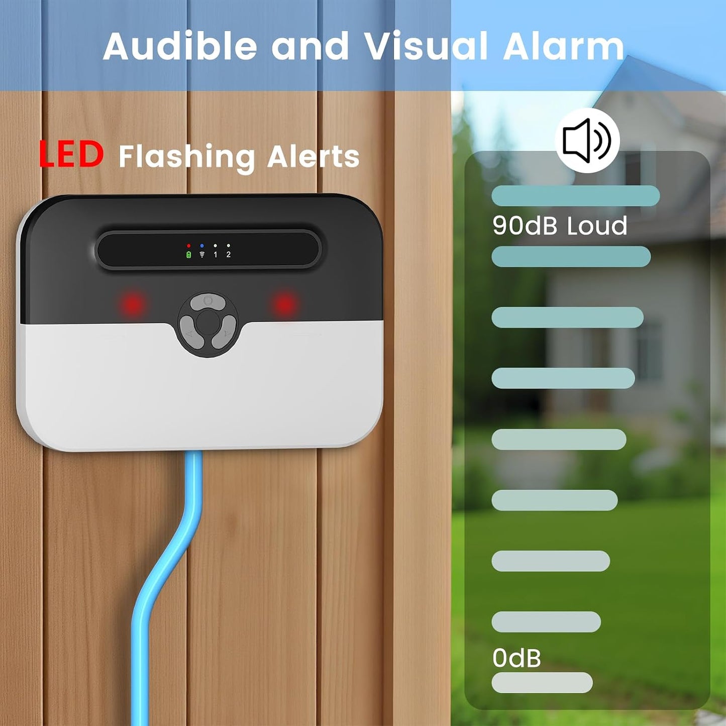 Sump Pump Alarm WiFi, Smart High/Low Water Level Alarm with Alarm-activated Outlet, Free App Alerts,Built-in Backup Battery,110dB Siren,10ft Float Switch for Septic Tank, Sump Pump, Ponds & Water Tank