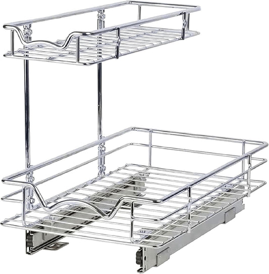 HOLDN’ STORAGE Under Sink Organizers and Storage, 11" W x 21" D x 15" H | 2-Tier Under-Sink Organizer, Full-Extension Slides, Keeps Cleaning Supplies, Bottles & Essentials Easy To Reach