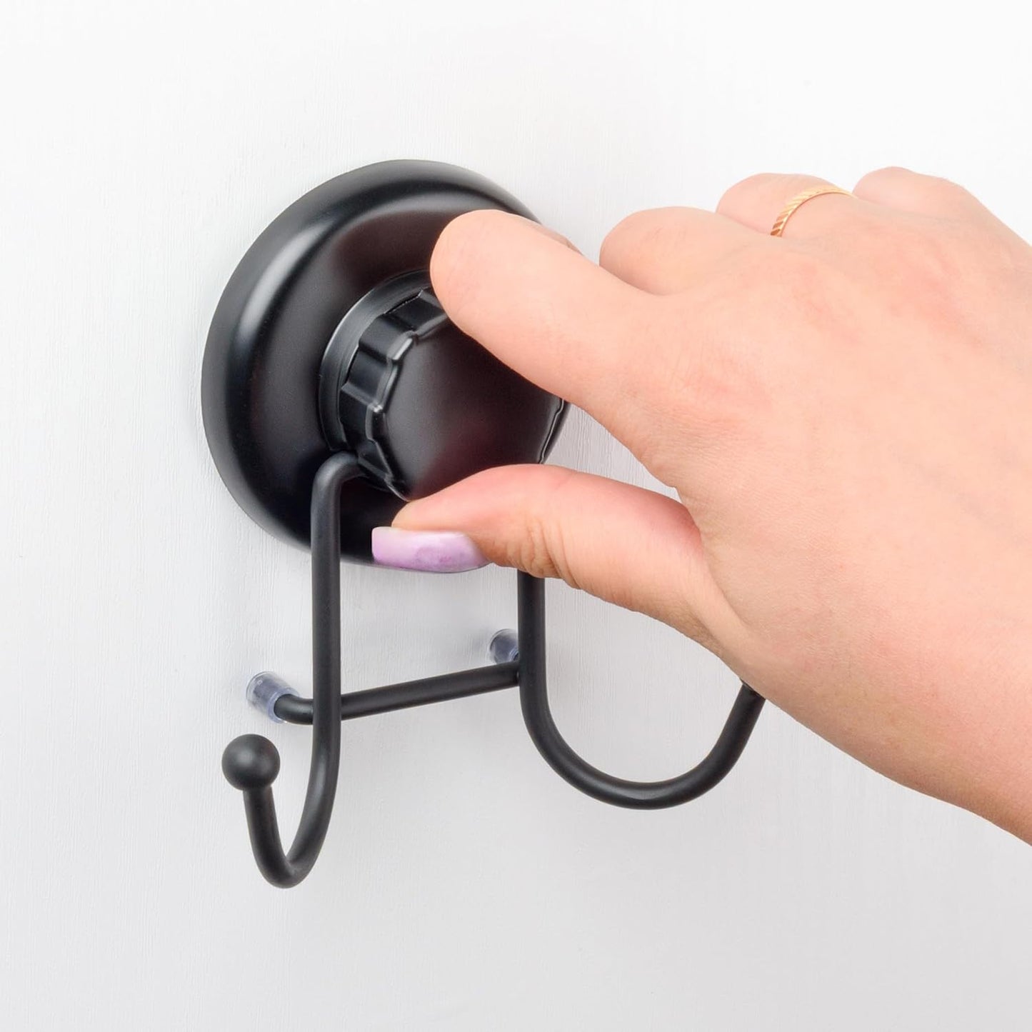 HASKO accessories - Suction Cup Hooks for Shower - Towel Hooks for Bathroom Wall Mounted Shower - Bathroom Hooks for Hanging - Stainless Steel SS304 Towel Holders, Black (2 Pack)