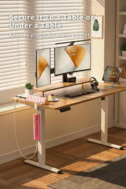 Desk Clamp Power Strip with Nightlight, 40W Fast Charging, 10FT Extension Cord, 4x20W USB-C & 2 USB Ports, 5 AC Outlets, Fits 1.69-Inch Table Edges