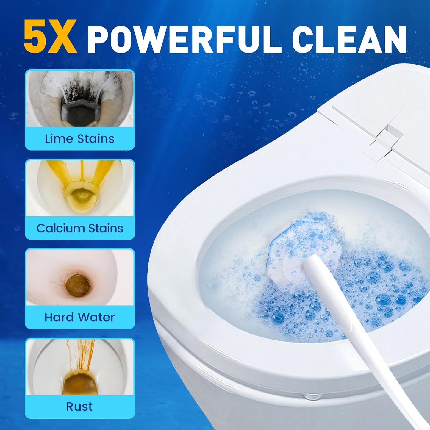 100 Count Disposable Toilet Brush,Toilet Cleaner Wand Refills Compatible with Most Toilet Brushes- No Falling Apart, Fresh Fragrance，4X Cleaning Power，Bathroom Cleaning.