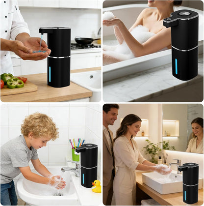 Automatic Foaming Soap Dispenser, Touchless Rechargeable Hand Soap Dispenser, 4 Adjustable Levels, 1200mAh Battery, Large Display, for Kitchen & Bathroom (Black, Foaming)