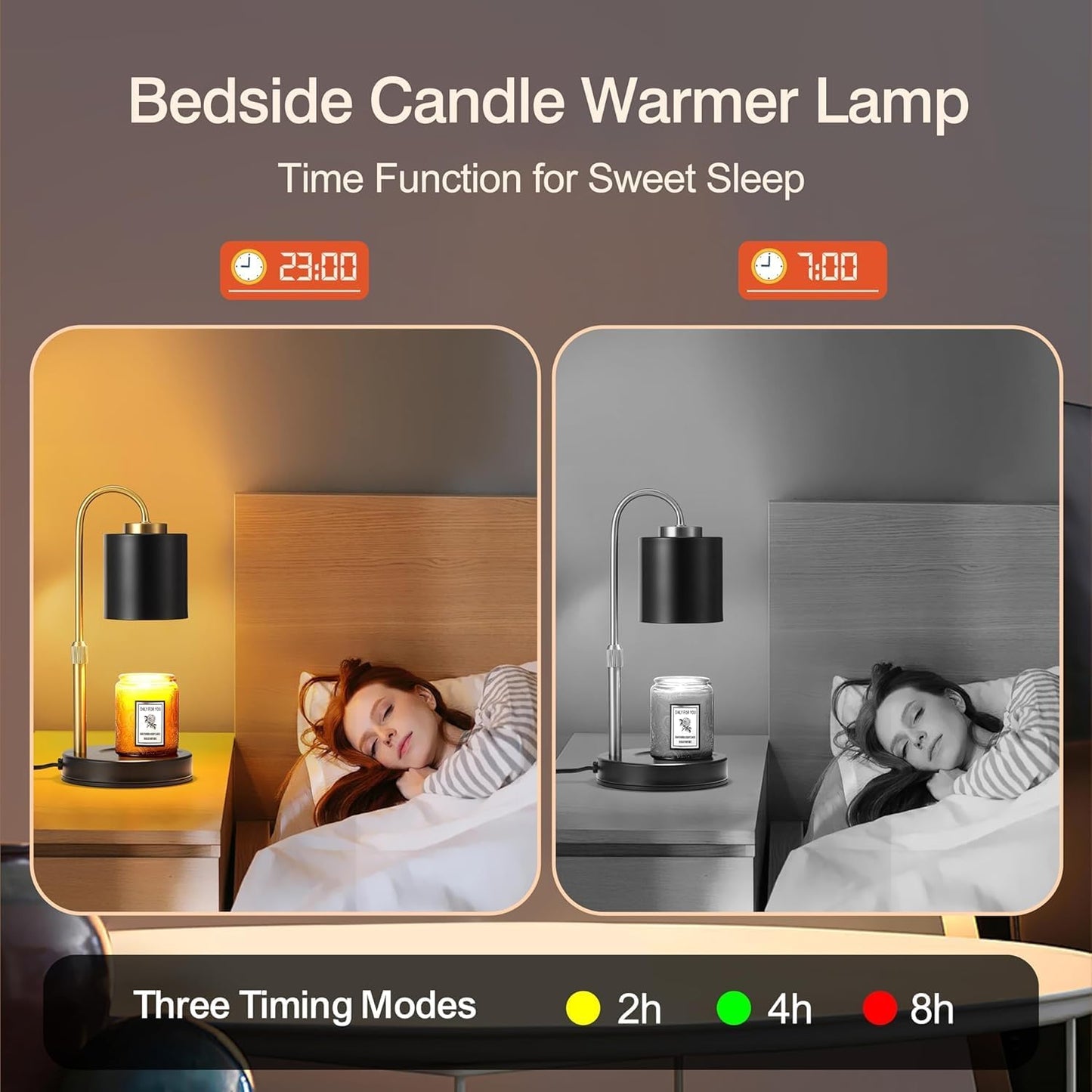 CASTLELIFE Dimmable Candle Warmer Lamp with Timer, Height Adjustable Candle Warmer for Jar Candles, Electric Wax Melt Warmer for Home Decor House Warming Gifts, Birthday Gifts for Women, Black Clear
