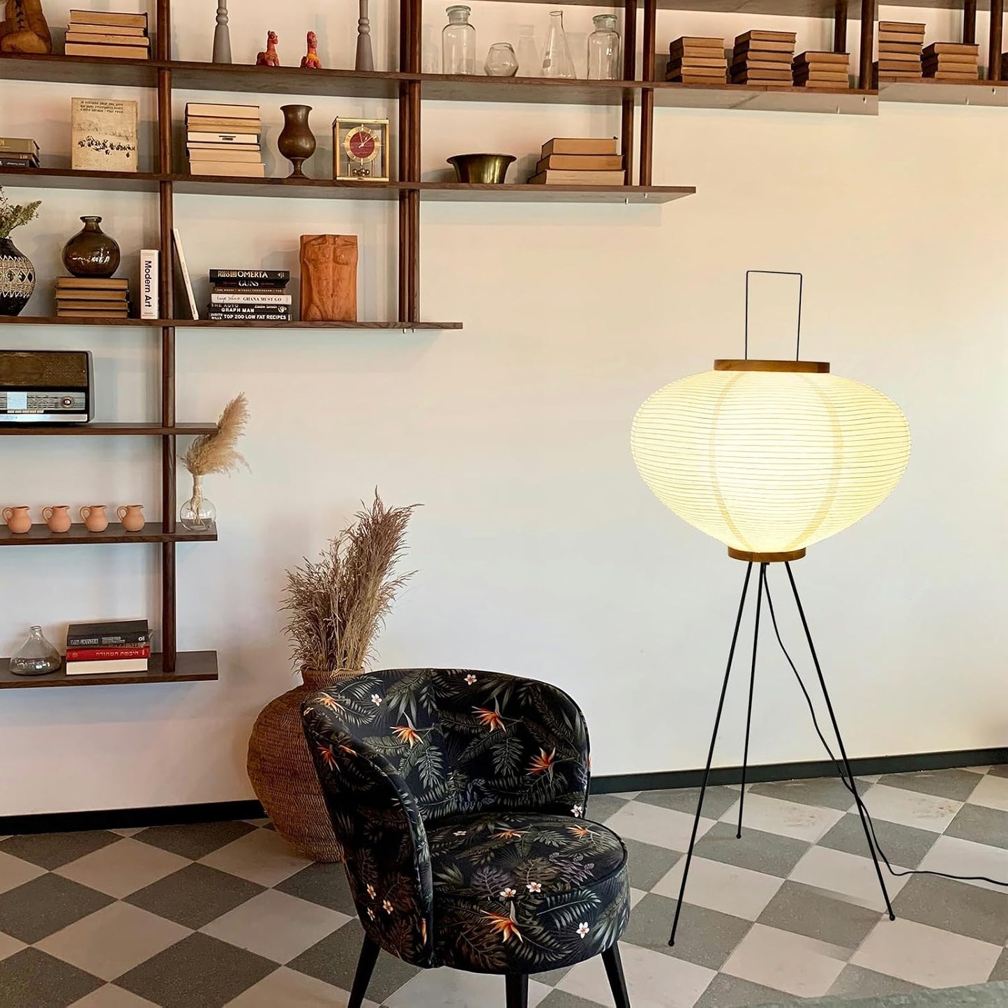 Noguchi Style Akari Floor Lamp, Rice Paper Lantern for Establishing A Warm and Cozy Ambiance in Any Room (Cloud), Japanses Floor Lamp