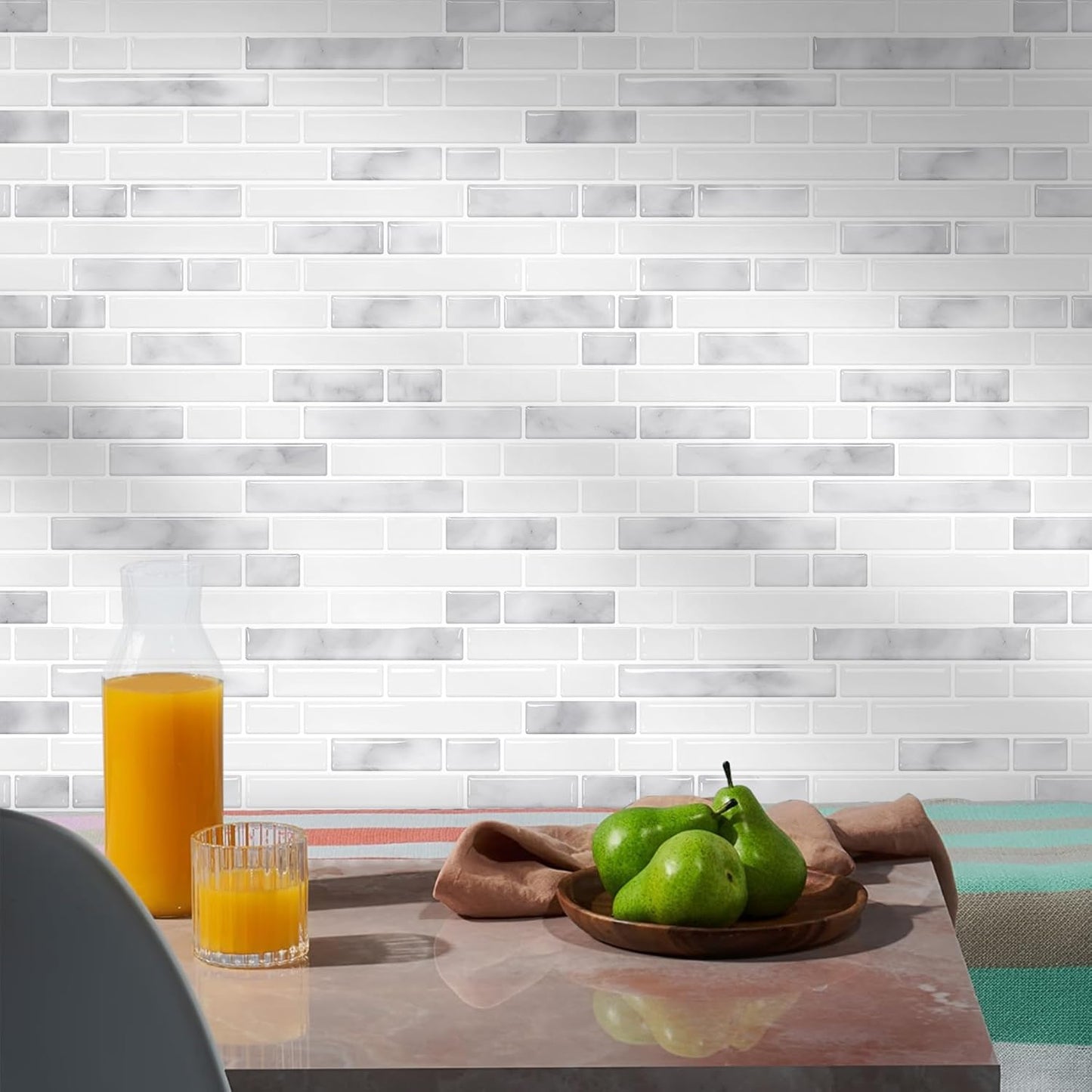 STICKGOO Peel and Stick Backsplash - 10 Sheets of 12”×12” - 3D Self Adhesive Peel and Stick Tile Backsplash for Kitchen & Bathroom