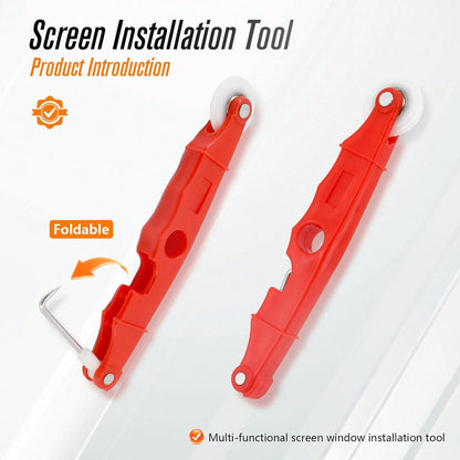 Screen Repair Tools, 6 in 1 Window Screen Installation Kit Include Screen Roller Spline Roller Tool, Spline Removing Hook, Rubber Strip Shovel for Installing and Replacing Window Patio Sliding Door