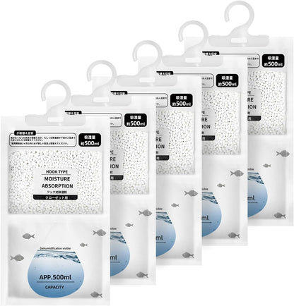 Hanging Moisture Absorbers, Portable Dehumidifier Bags.Fragrance Free Humidity Absorber for Closet, Suitable forBedroom, Bathroom, Kitchen
