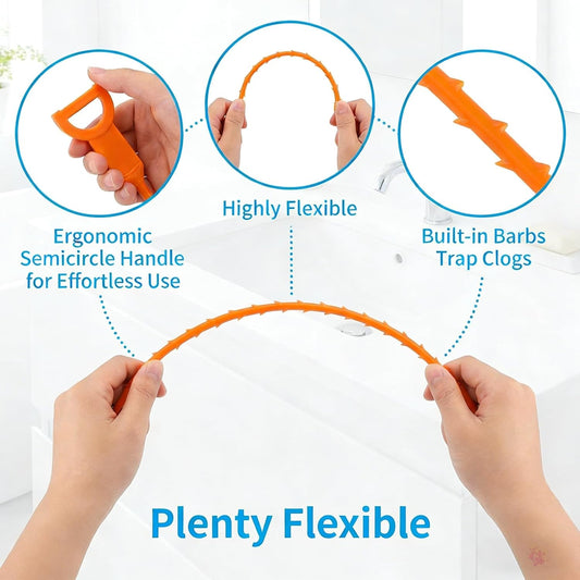 20 Inch Drain Snake, Drain Clog Remover – Reusable Flexible Snake Drain Hair Removal Tool for Sink, Drain Snake Hair Removal – Easy Use Plumbing Unclogger for Toilet, Bathroom Tub & Sewer (10 Pack)